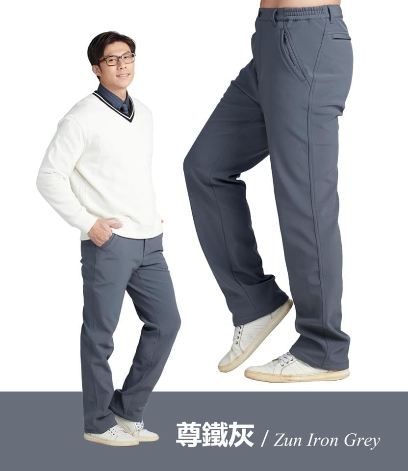 男款超彈多口袋抓絨禦寒防風防潑水軟殼保暖褲(HMP015 褐色/尊鐵灰)