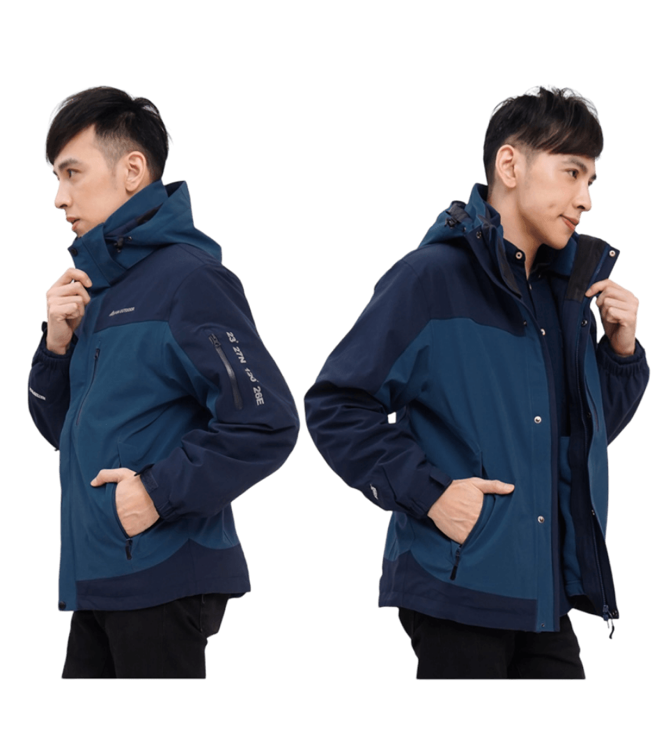 男款國際專業級極地禦寒高防水防風兩件式外套(DMJ002 丈青/鐵灰)