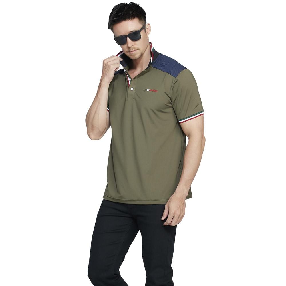 男款立領條紋沁涼精品POLO衫(DM2404 四色可選)