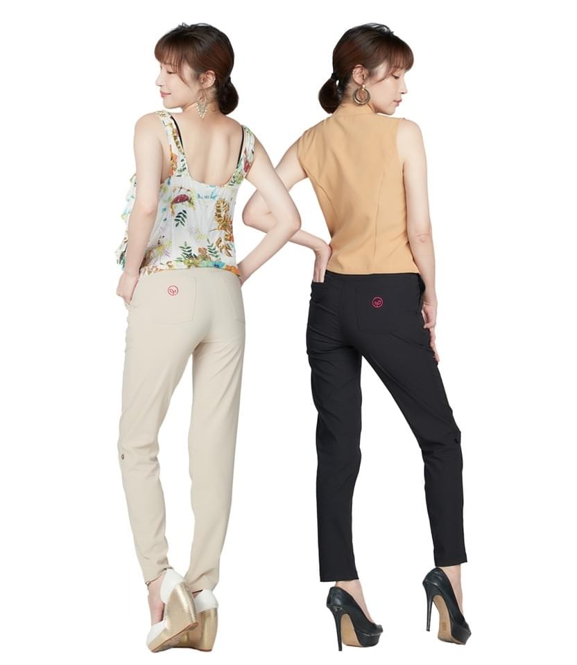 女款多口袋透氣反摺兩穿防曬長褲(TGPL2202 米色/黑色)