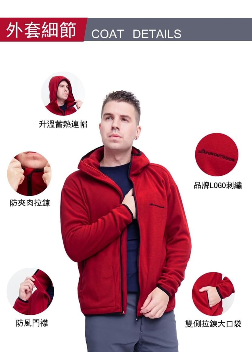 男款極地蓄熱保暖天鵝絨厚刷連帽外套(DM1804 三色可選)