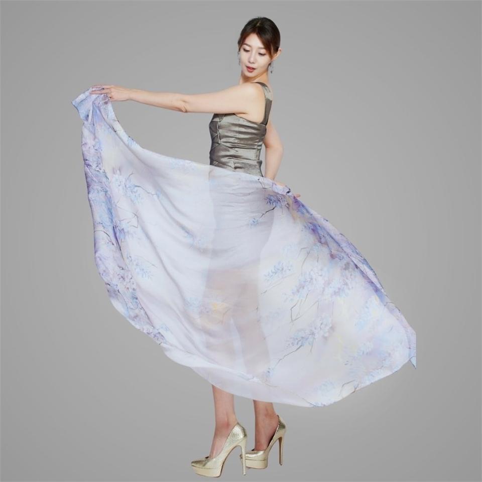 千島雲錦 絲語花影名媛奢華蠶絲披巾(DS2501 兩色可選)