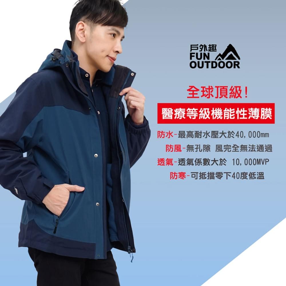 男款國際專業級極地禦寒高防水防風兩件式外套(DMJ002 丈青/鐵灰)