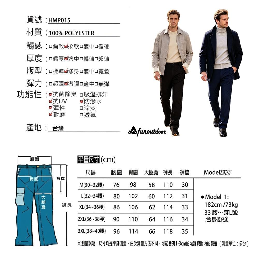 男款超彈多口袋抓絨禦寒防風防潑水軟殼保暖褲(HMP015 黑色/丈青)