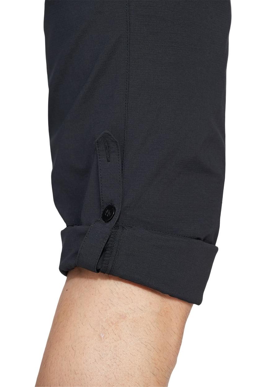 男格紋薄款耐磨多口袋防潑水彈性防曬反折長褲 ( TGPM2201 霧灰/黑 )