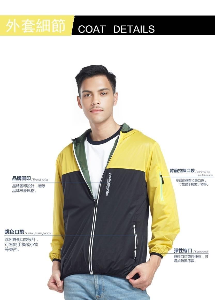 情侶款跳色拼接雙穿連帽防風外套( D1703 三色可選)