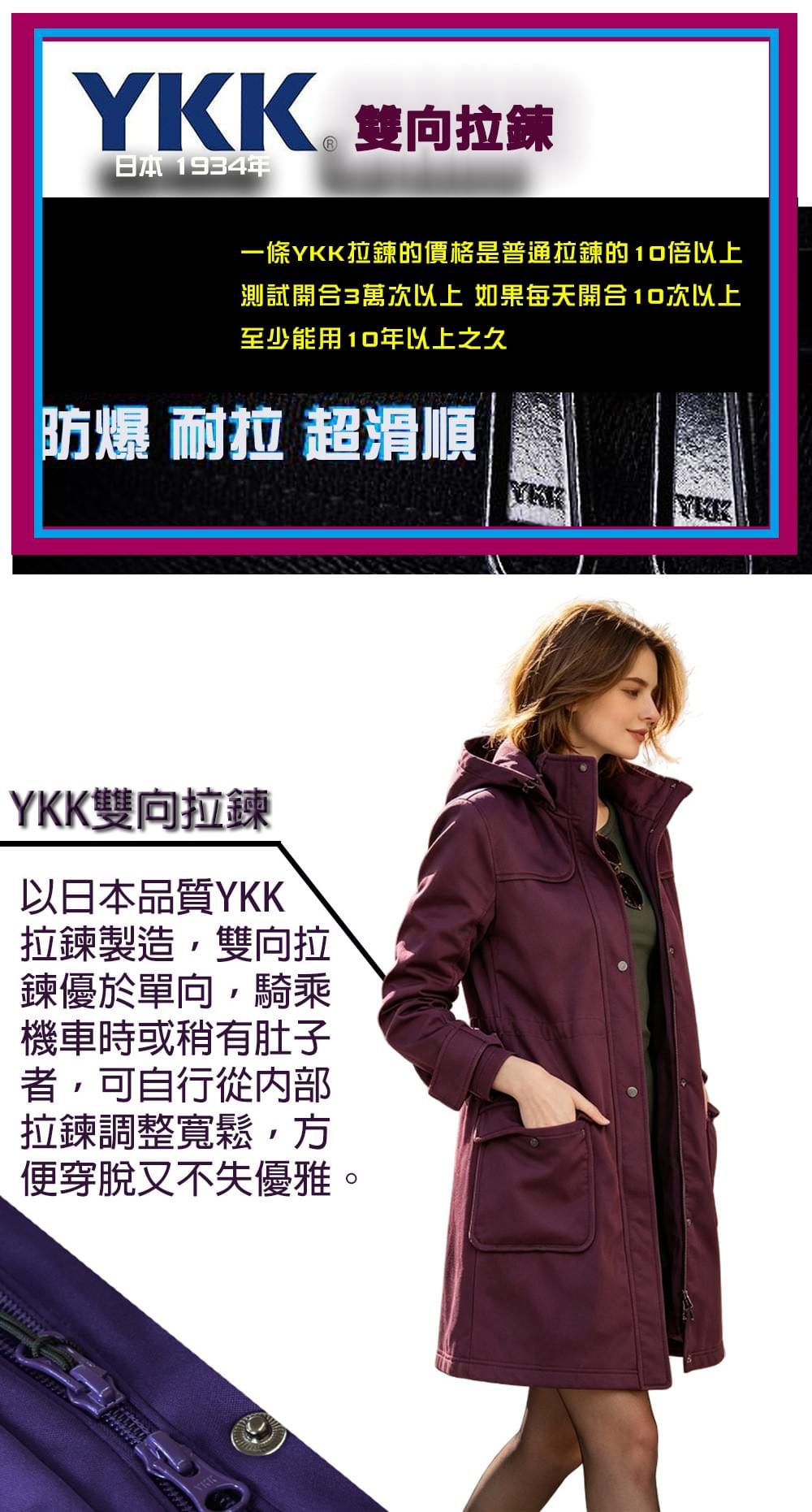 女款國際頂級輕量顯瘦防風防水可拆帽長版外套 (HJL003 深紫) 