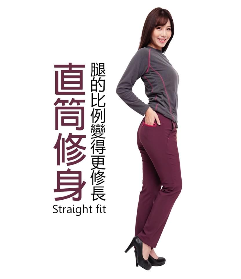 女款禦寒防潑修身剪裁三層貼合抓絨長褲保溫軟殼褲(HPL004 黑色/深紫)