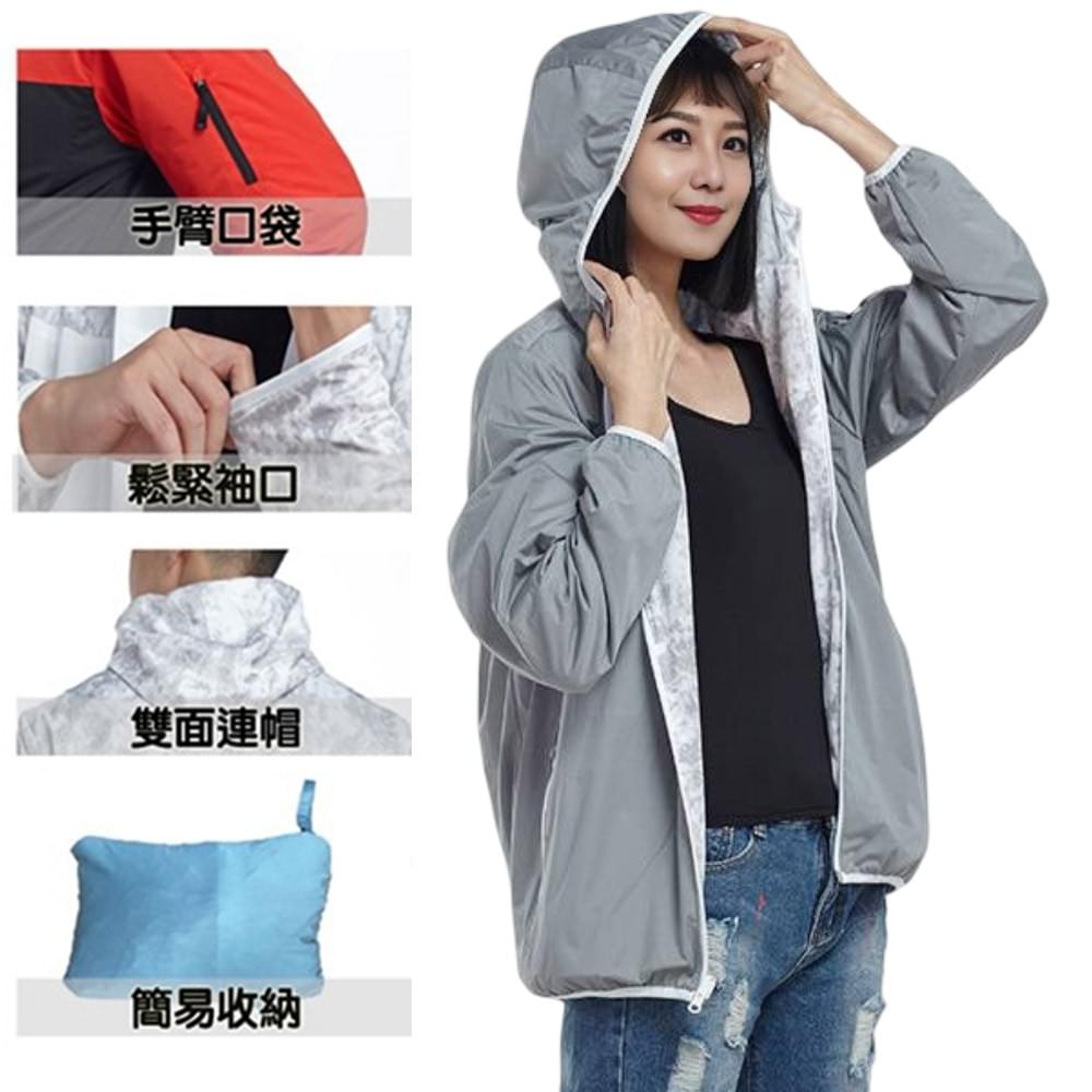幾何印花柔軟舒適雙穿連帽防風外套( D1704 四色可選)