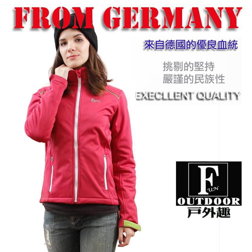 女款立領禦寒防水抗風輕彈保暖軟殼刷毛外套防風外套(HJL001 紫紅)