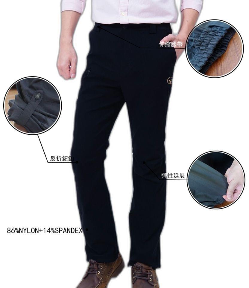 男格紋薄款耐磨多口袋防潑水彈性防曬反折長褲 ( TGPM2201 霧灰/黑 )