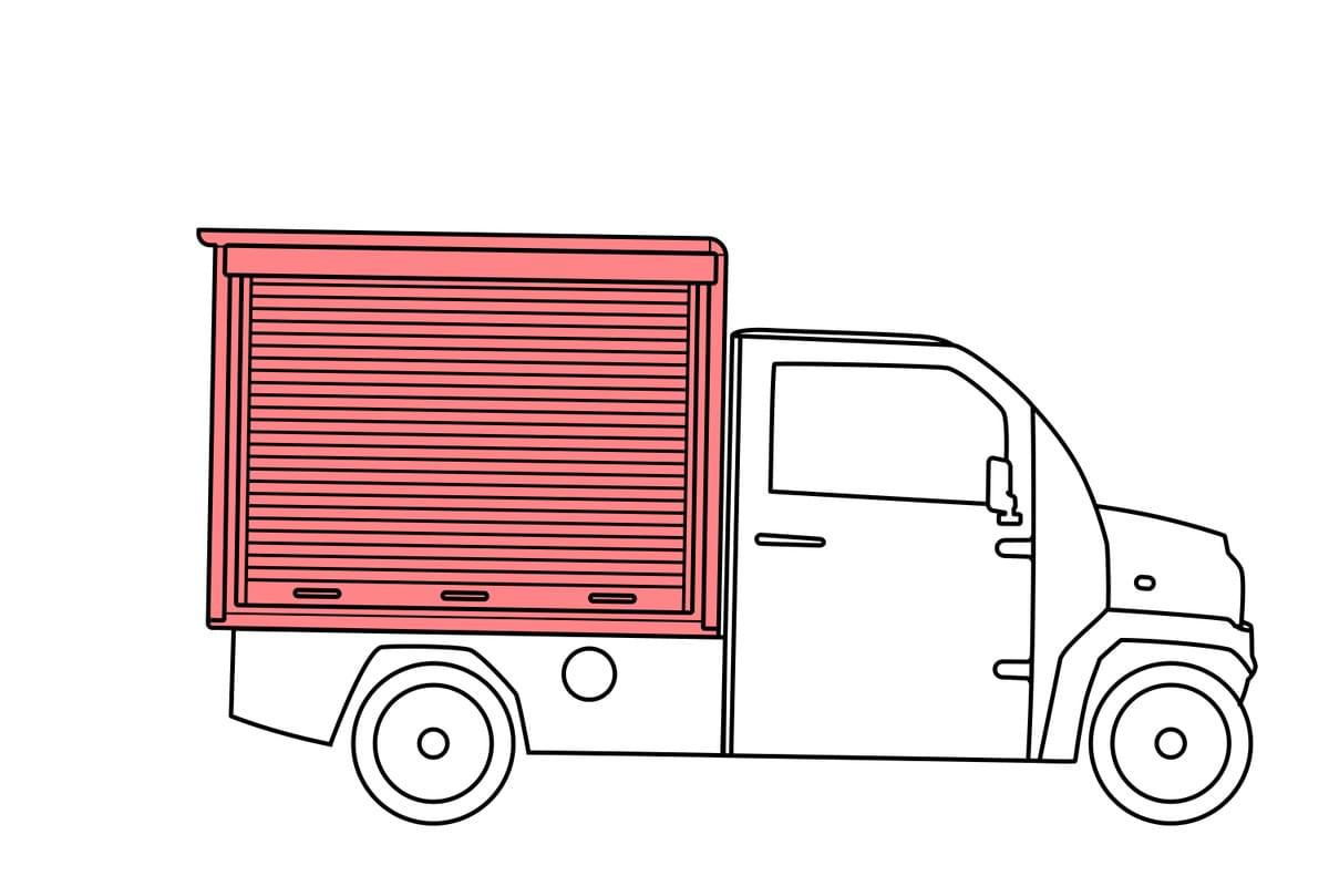 Jonway EV IONA XS roll-up door shutter box mini truck