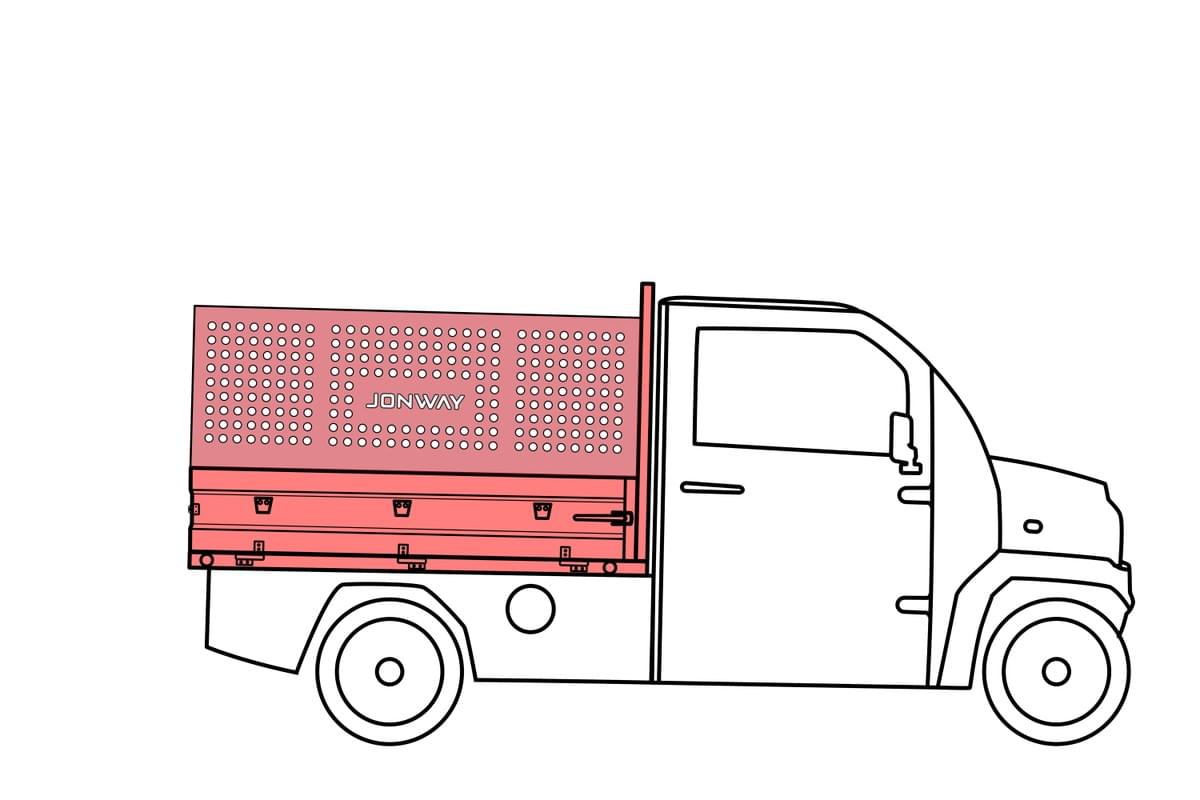 Jonway EV IONA XS pickup with mesh panels box mini truck