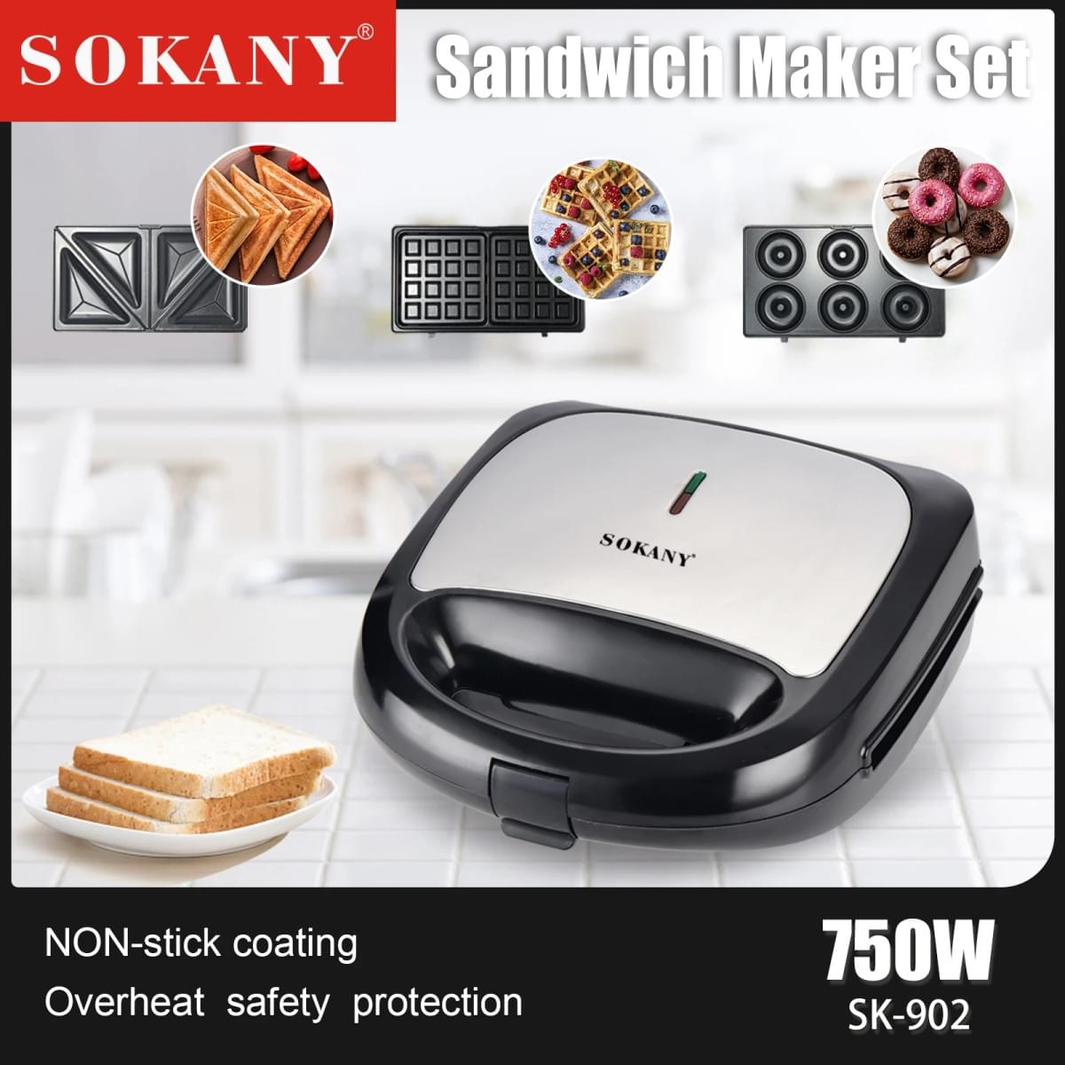 Sandwichera 3 en 1 de 4 rebanadas  SK-902