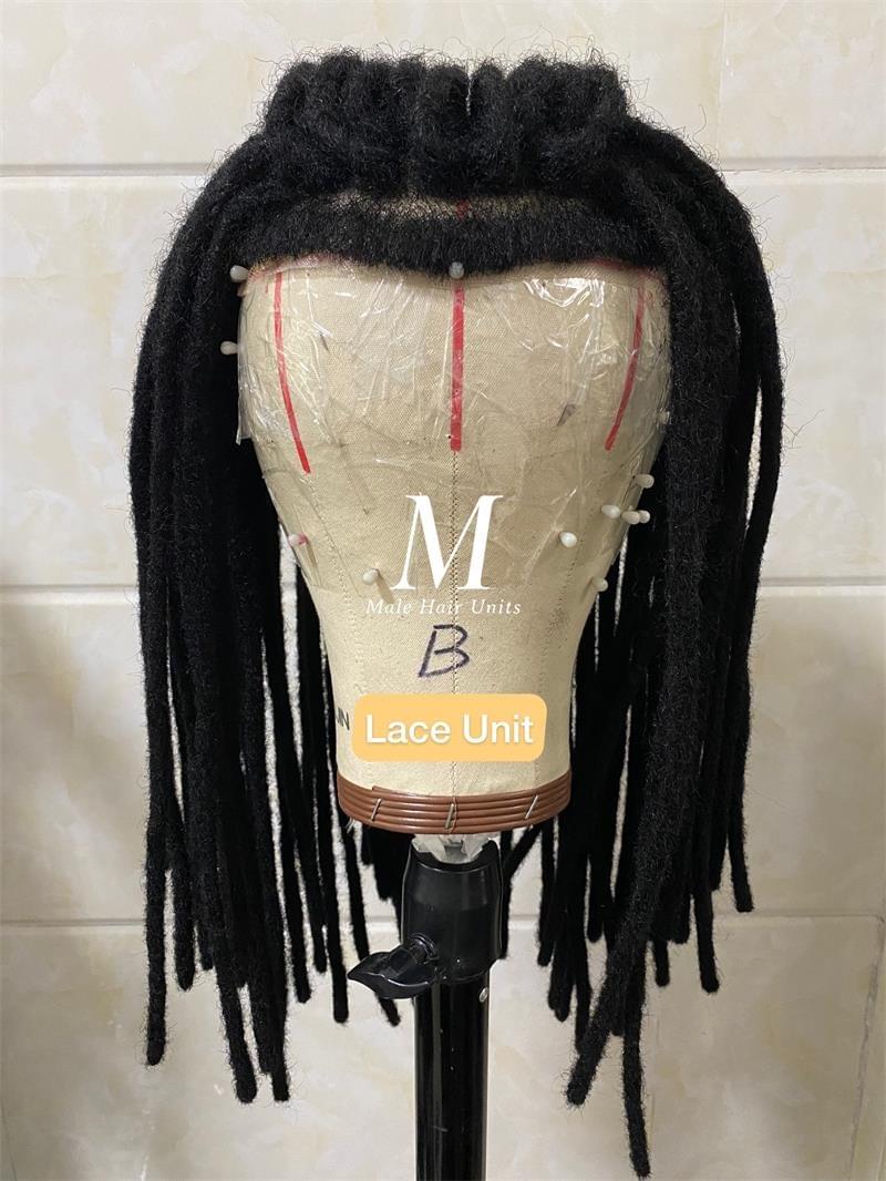 Man weave dreads lace unit black