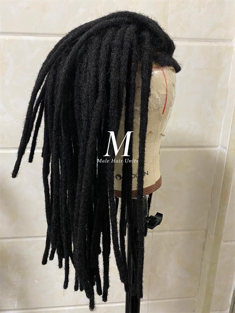 Man weave dreads lace unit black