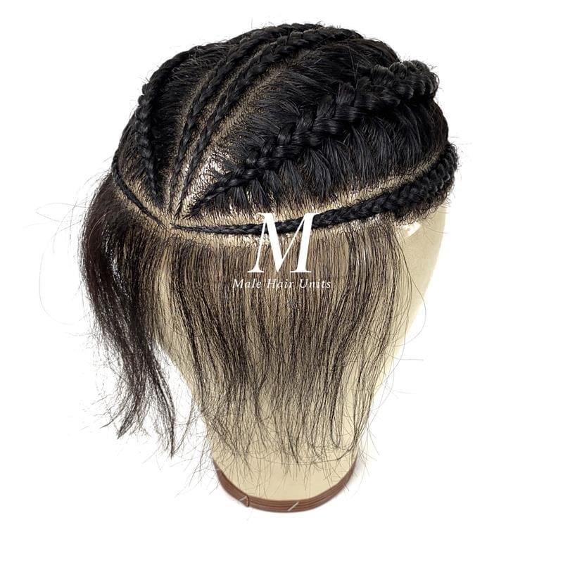 PU braided hair unit off black