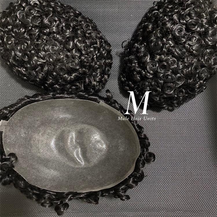 PU deep curl hair unit black