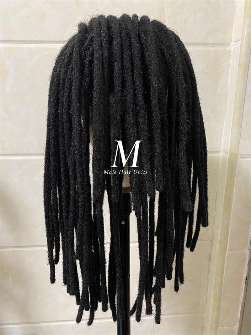 Man weave dreads lace unit black
