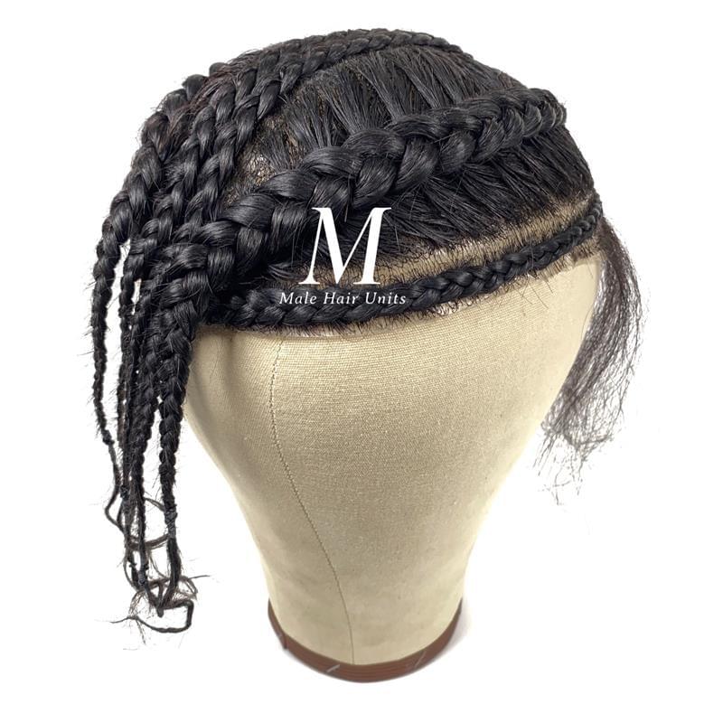 PU braided hair unit off black
