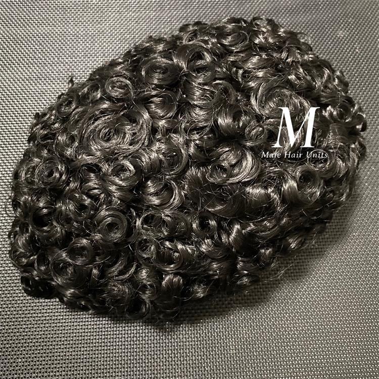 PU deep curl hair unit black