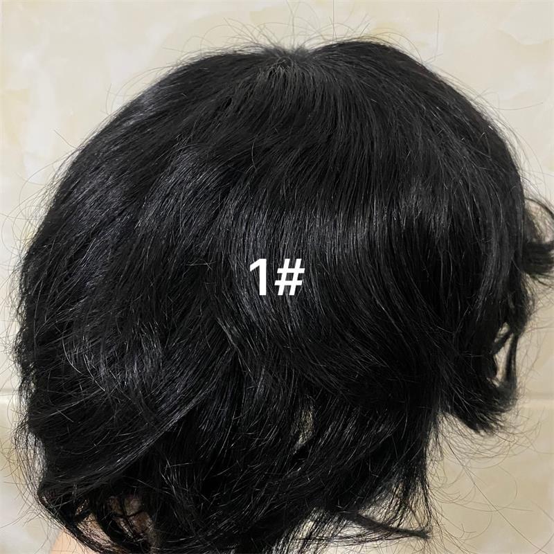 PU straight hair unit jet black