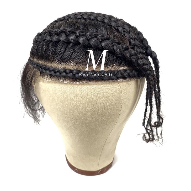 PU braided hair unit off black