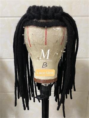 Lace man weave dreadlock unit black