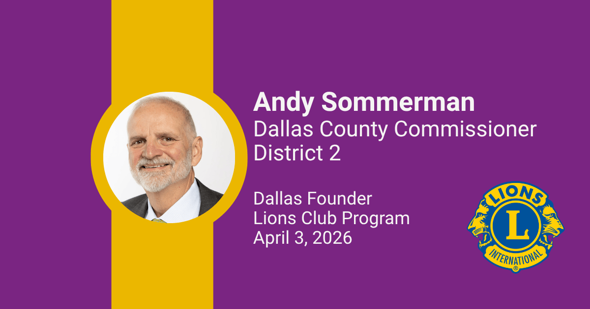 Dallas Founder Lions Club President Jeff Strater with DART Board Member Michelle Wong Krausse Dallas Founder Lions Club President Jeff Strater with DART Board Member Michelle Wong Krausse