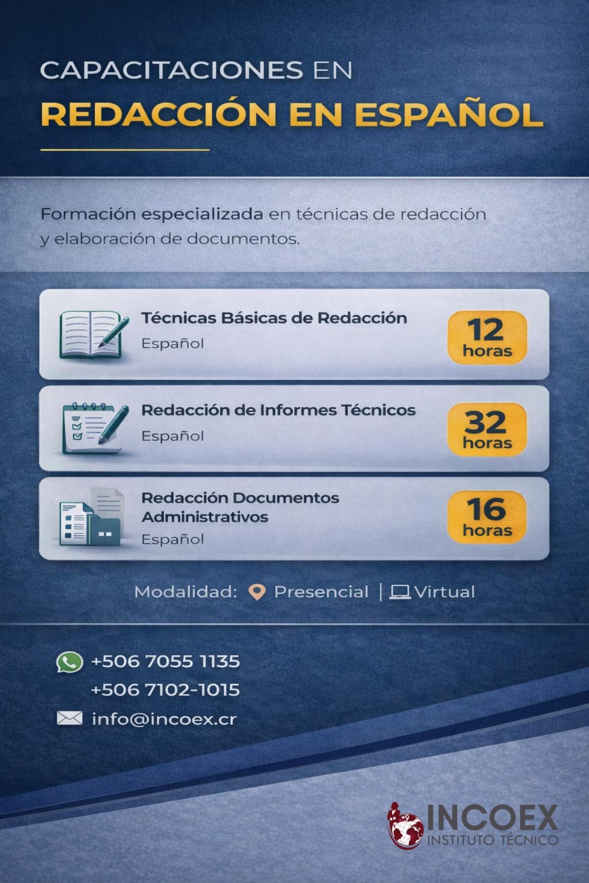 We offer modalities of study in person and virtual, allowing our students to choose the option that best suits their needs. Flexible Modality What do we do Technical professional institute in Costa Rica that offers technical careers, specialized training, and practical training oriented to the labor market. We have updated programs, qualified teachers, and in-person and virtual modalities.