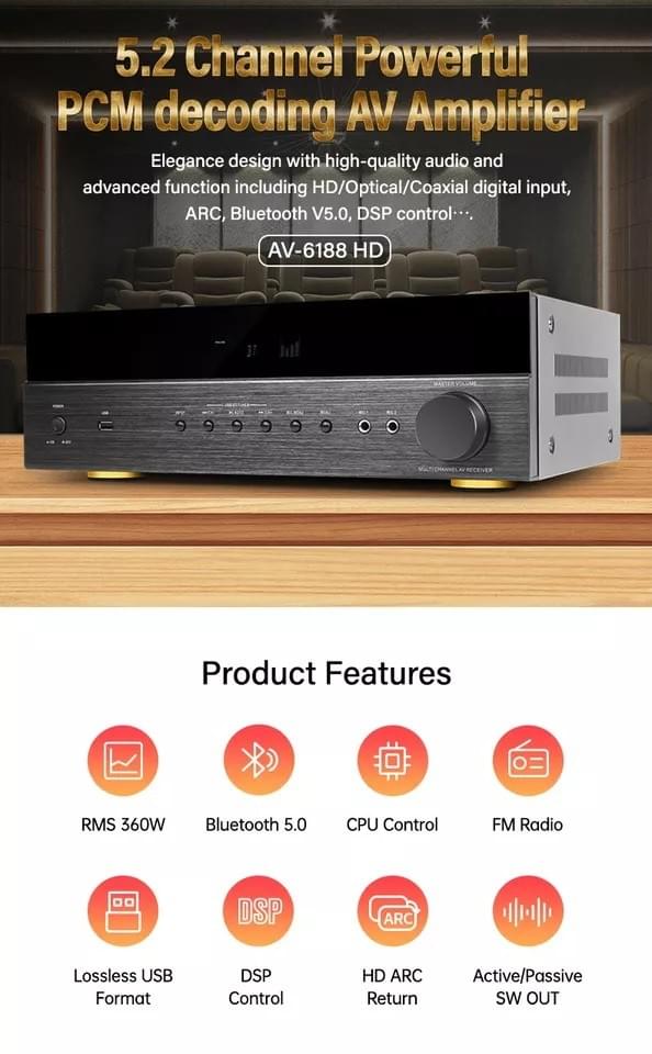SuperAV-6188HD 藍牙 FM收音 卡拉OK USB播放擴音機