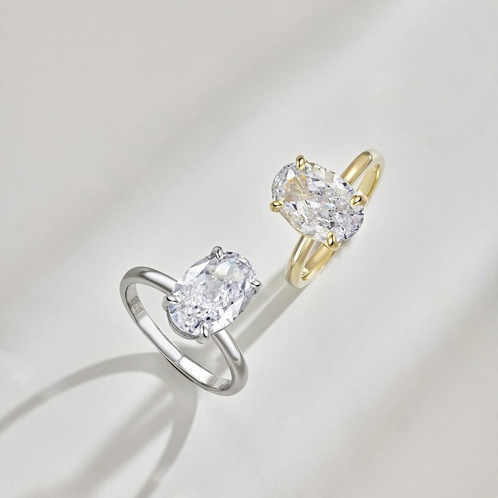 B2B S925 Silver Oval Ice Flower Cut Colored Zirconia Birthstone Minimalist Jewelry for Women