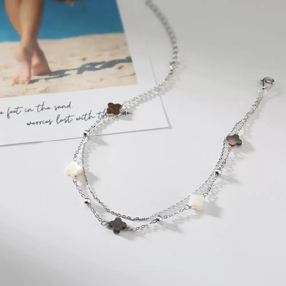 Wholesale New Korean Style 925 Silver Lucky Clover Foot Ankle for Women