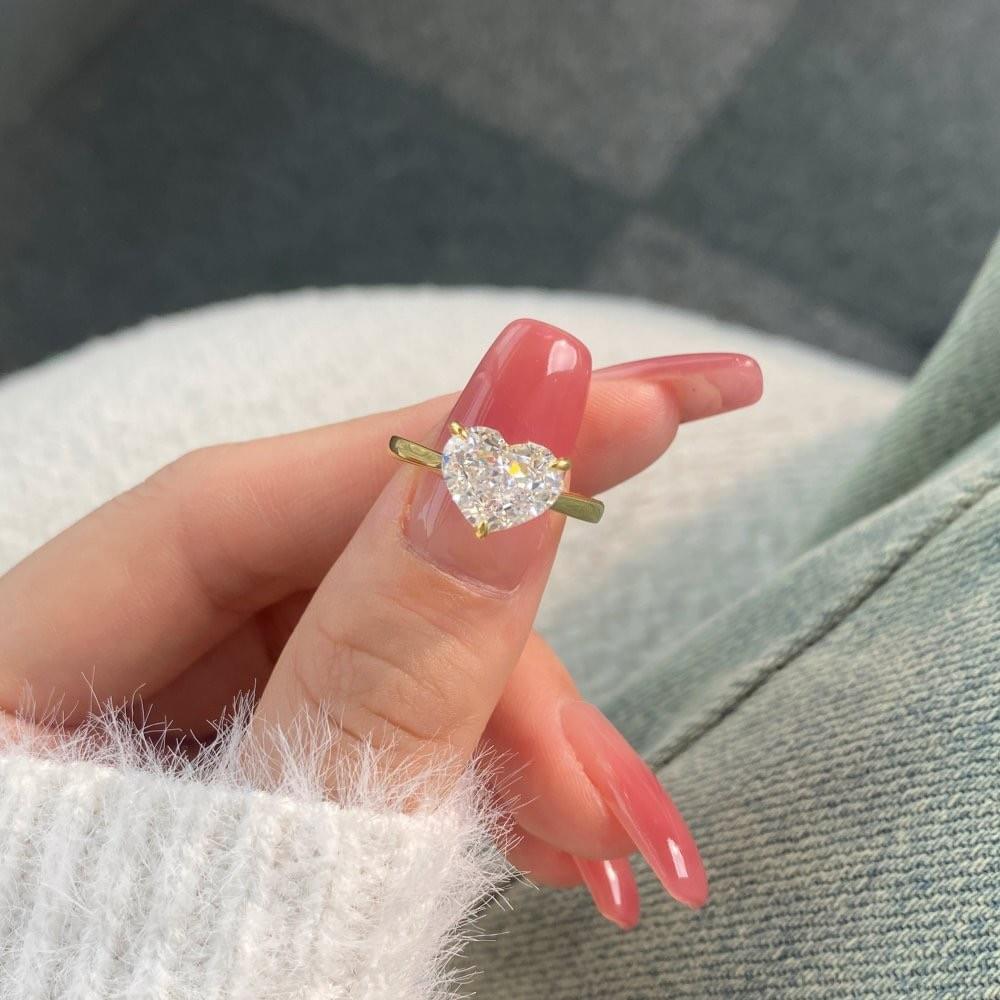 Wholesale Light Luxury Trending S925 Silver Heart-shaped CZ Ring Low MOQ