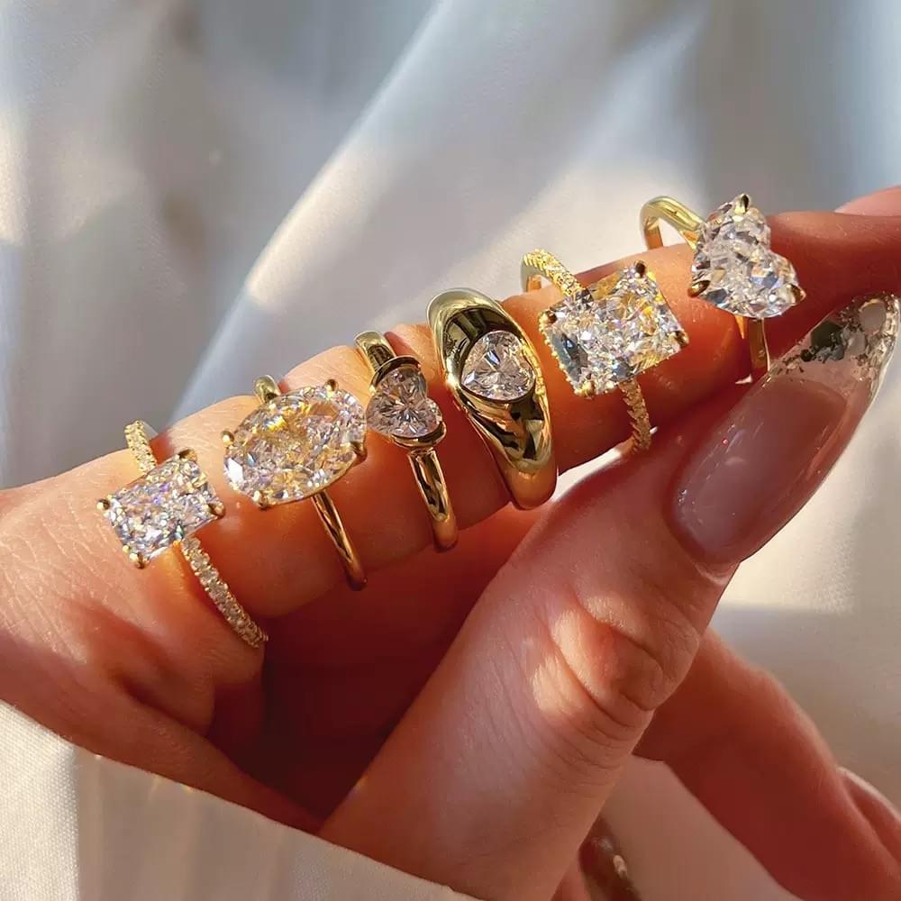 B2B Wholesale Geometric S925 Sterling Silver Ring for Women - Luxury Ice Flower Cut Zirconia