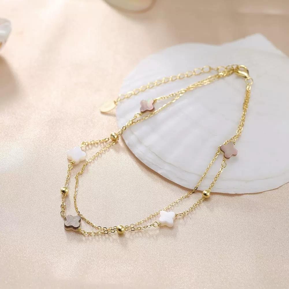 Wholesale New Korean Style 925 Silver Lucky Clover Foot Ankle for Women