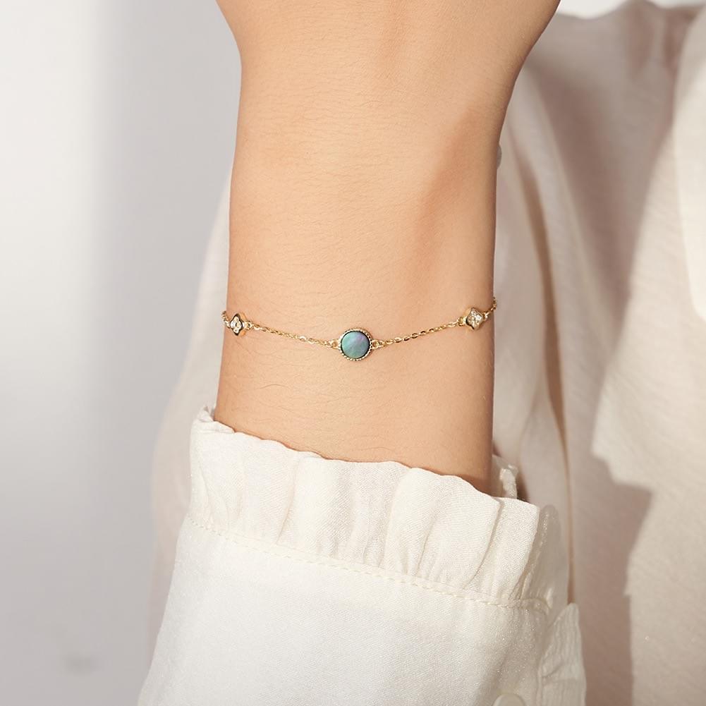 B2B New Dual-Sided S925 Silver 14K Gold Plated Clover Zirconia Bracelet for Custom OEM Orders