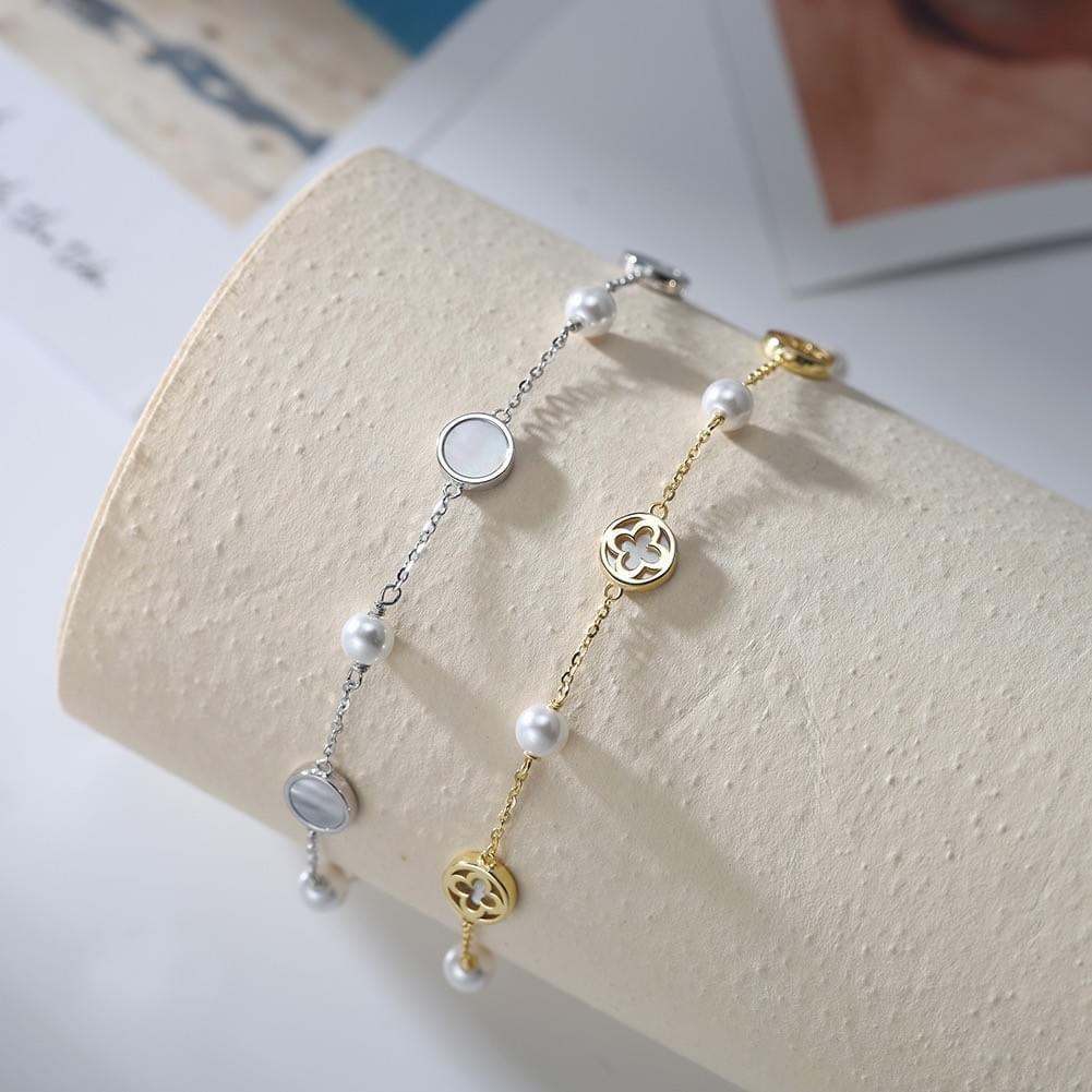 Factory New Style S925 Sterling Silver Malachite Four Leaf Clover Minimalist Dainty Boho Anklet 1