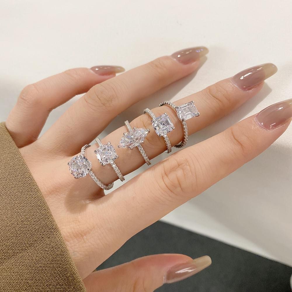 B2B Ice-Cut Oval 3.5ct 8A Zirconia 925 Silver Ring, 18K Gold/Rhodium Plated 2