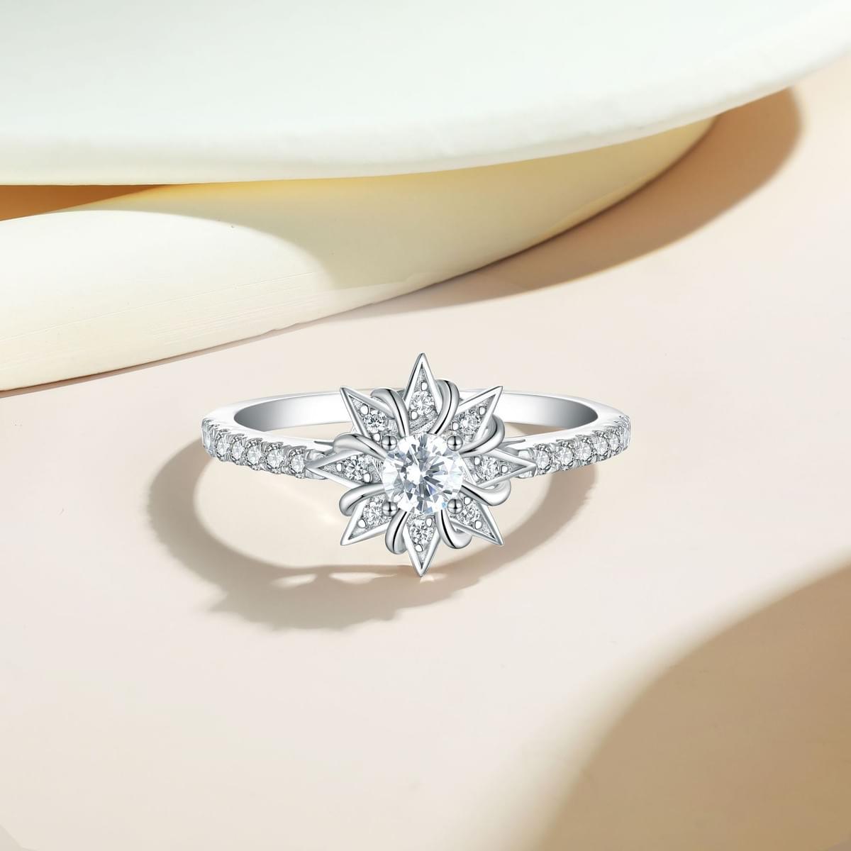 B2B Sunflower 4-Piece Jewelry Set - Rhodium 925 Silver & 5A CZ (Necklace, Earrings, Ring, Bracelet)