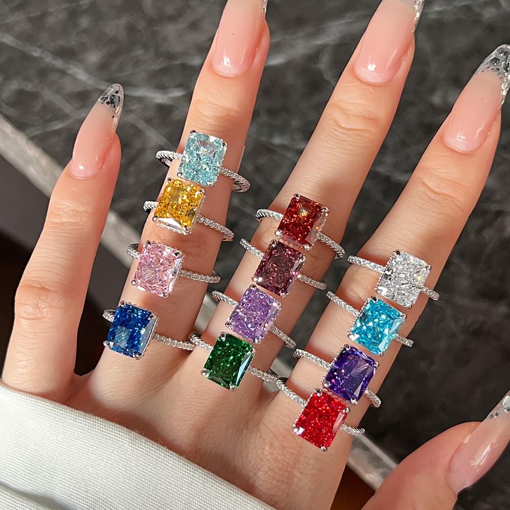 Supplier Ice Cut Birthstone Color Ring 925 Silver, 18K Gold/Rhodium Plated