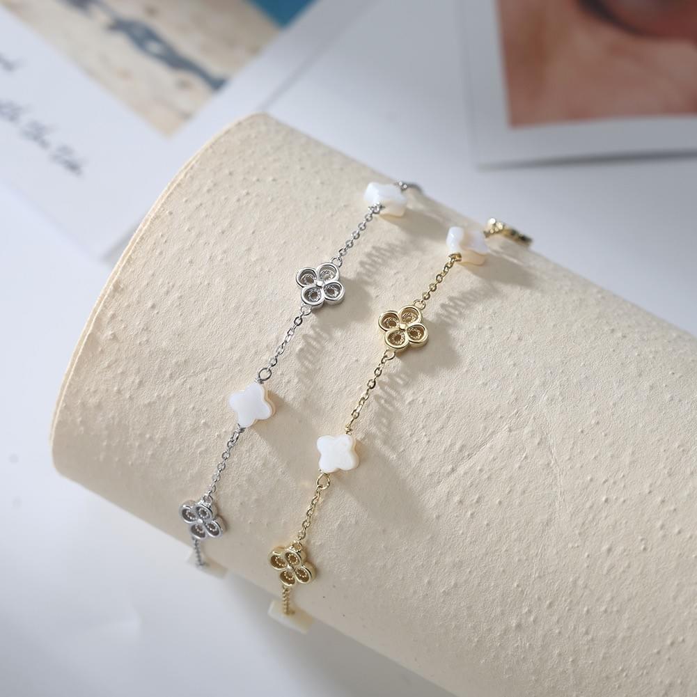 Cross-border Hot Sale 925 Silver White Shell Clover Foot Jewelry Anklet