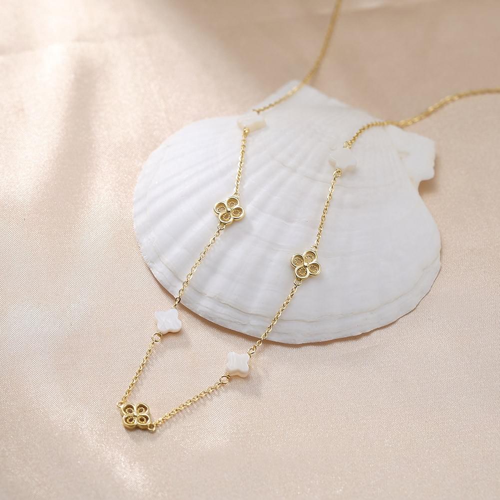 Factory Fashion Style 925 Sterling Silver Nature Shell Clover Pendant Necklace