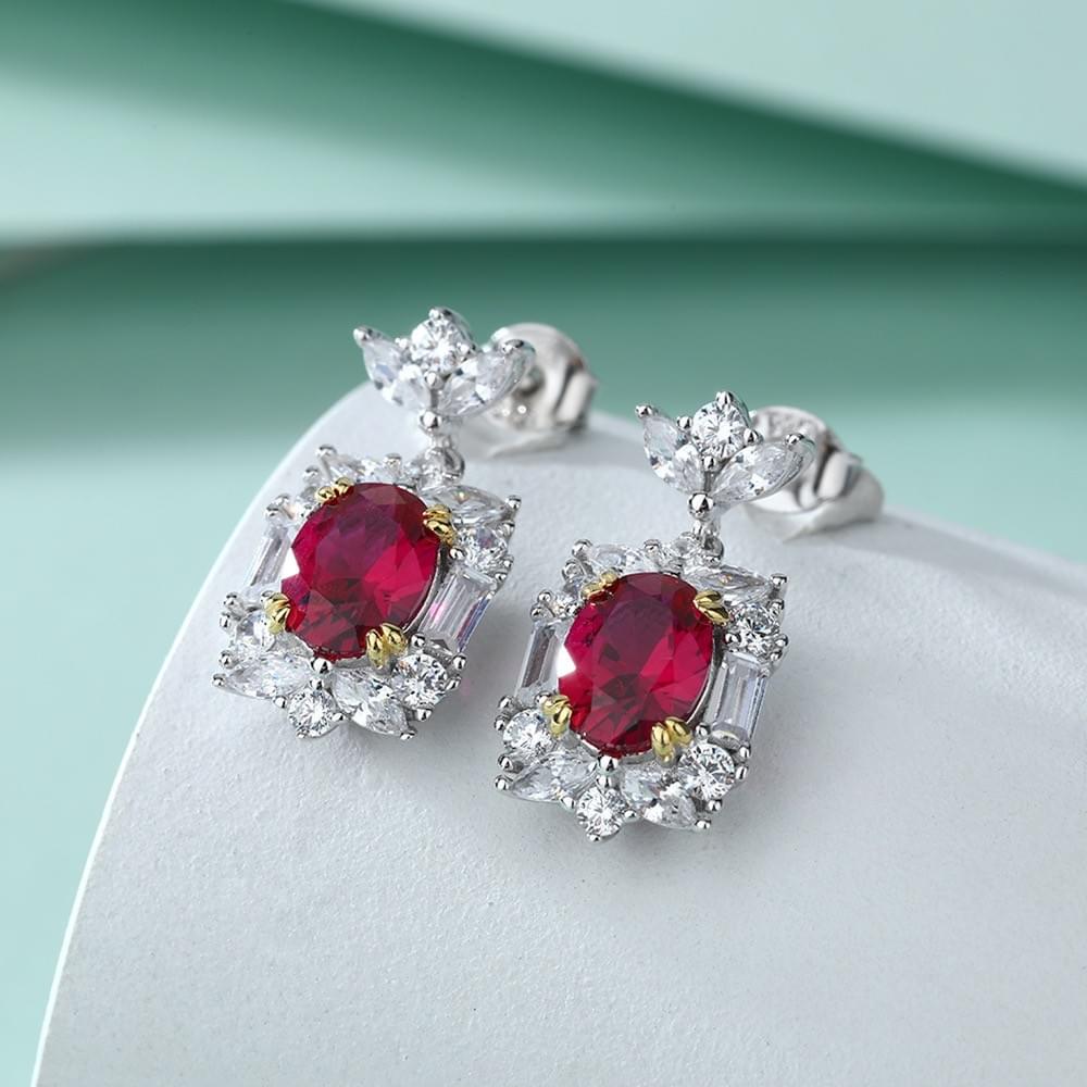 Wholesale 3-Piece S925 Sterling Silver Ruby Wedding Jewelry Set