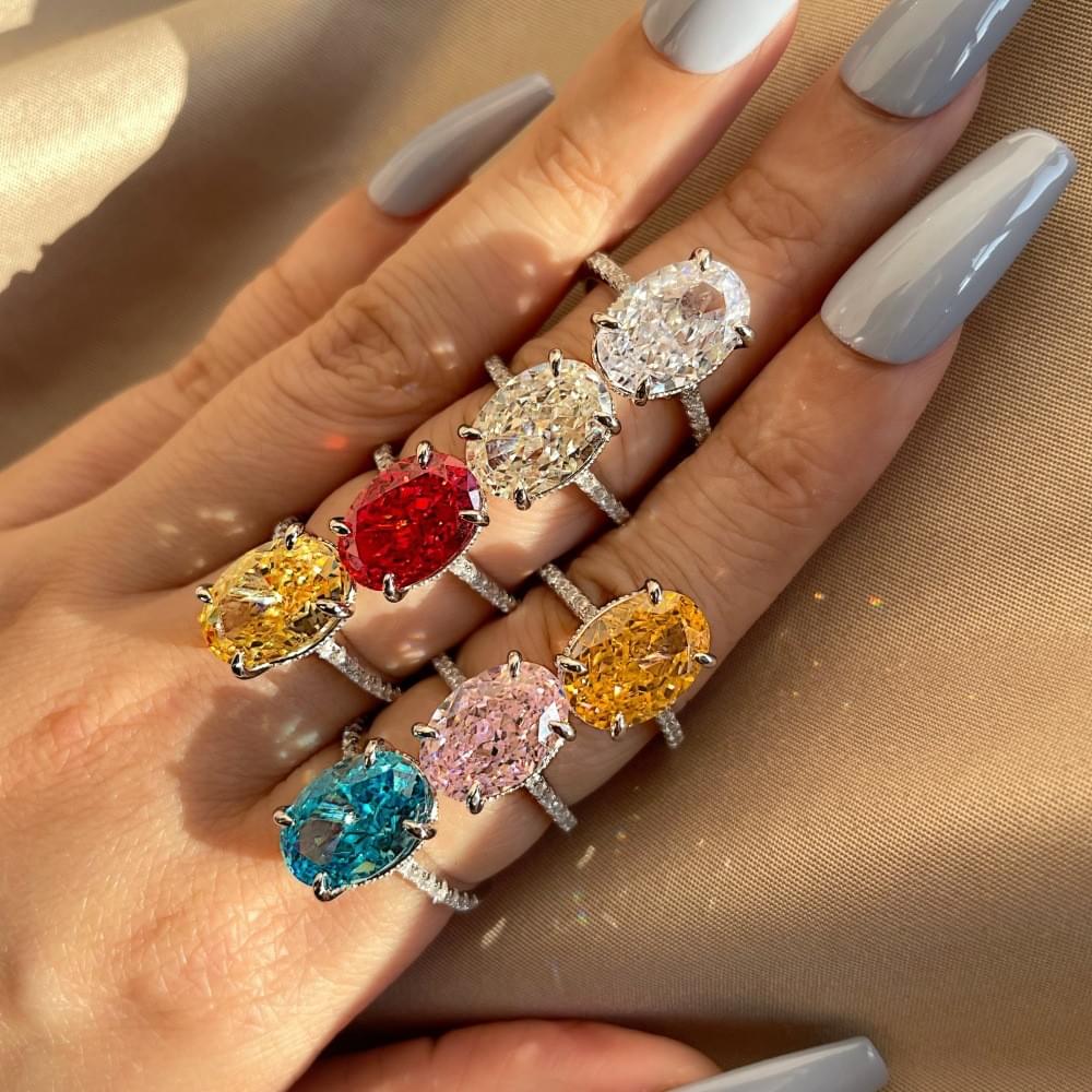 Oval Ice Cut 4ct 8A Zirconia Birthstone Ring, 925 Silver Gold/Rhodium Plated