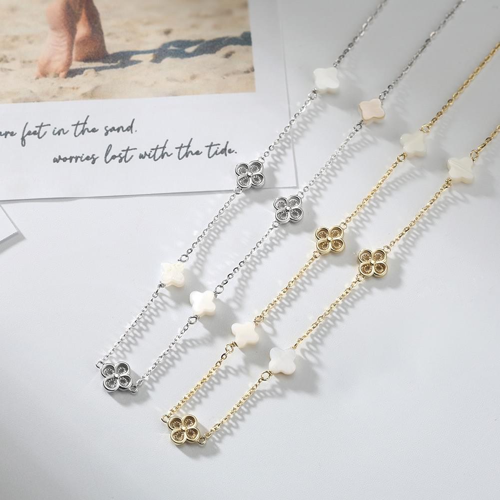 Factory Fashion Style 925 Sterling Silver Nature Shell Clover Pendant Necklace