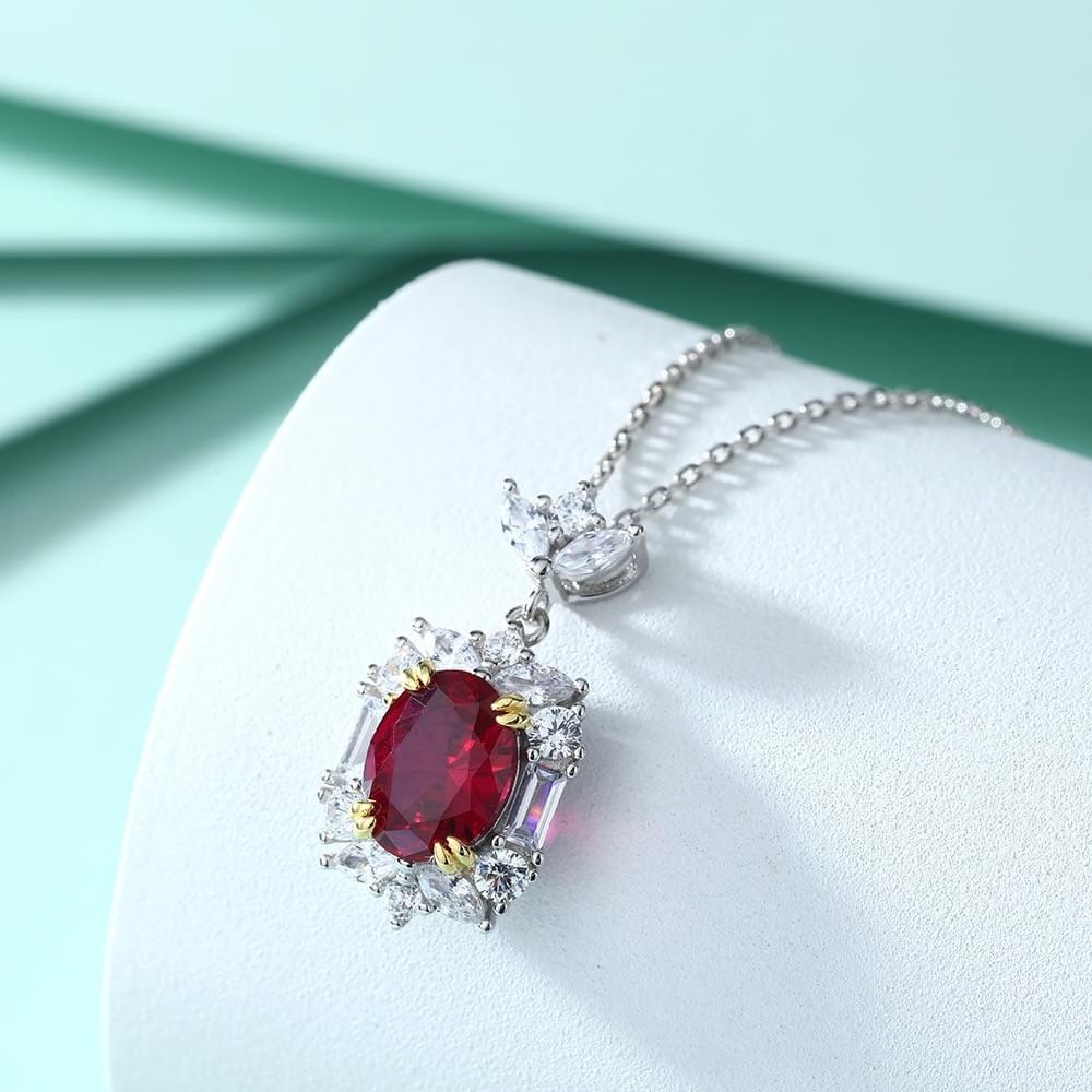 Wholesale 3-Piece S925 Sterling Silver Ruby Wedding Jewelry Set