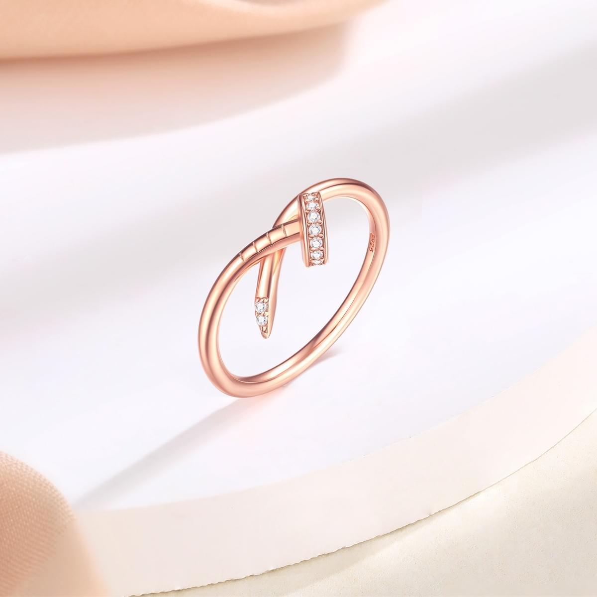 B2B Wholesale S925 Silver Rose Gold Plated 5A Cubic Zirconia Nail Minimalist Jewelry Set