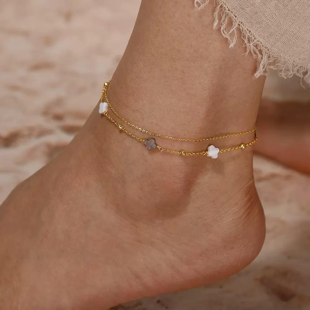 Wholesale New Korean Style 925 Silver Lucky Clover Foot Ankle for Women
