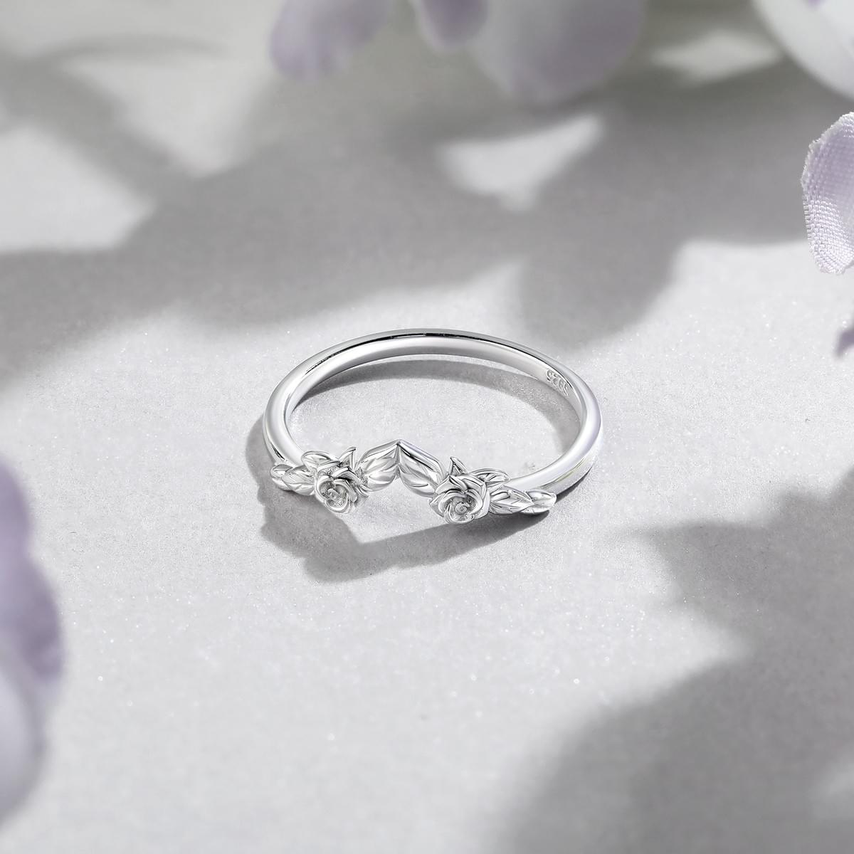 B2B 925 Sterling Silver with 1.5ct CZ Floral Diamond-Cut Stackable Wedding Band Ring Set